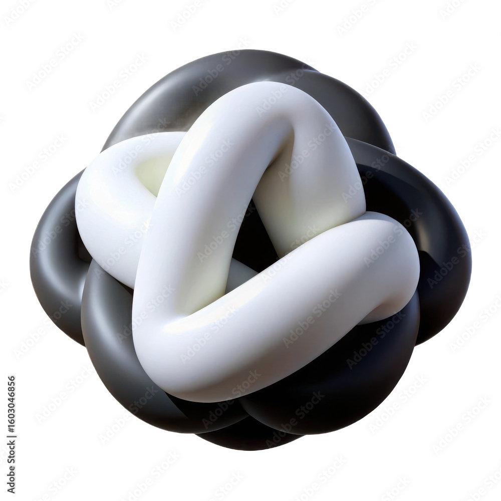 Poster abstract knot design monochrome interlocking loop art modern sculpture visual puzzle black white art