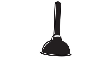 Black and white vector illustration of a plunger, plumbing tool silhouette