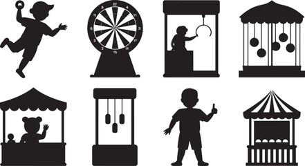 Carnival Games and Amusements Silhouette Collection Funfair Attractions and Activities