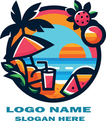 Summer logo icon vector white background .
