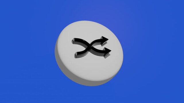 3D multimedia shuffle button icon animated