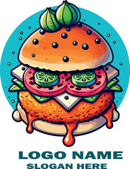 Vada pav logo icon vector white background .