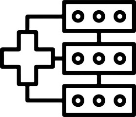 Abstract icon representing data flow and connection with a plus sign