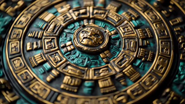 Intricate Aztec calendar design showcasing detailed carvings and historical significance