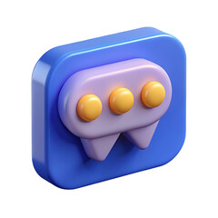 Modern 3d icon representing a chat bubble with three dots for typing indicator