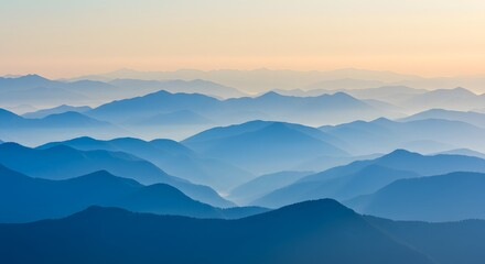 Fototapeta premium Serene Mountain Landscape at Dawn: Layers of Blue Ridge Mountains in Mist