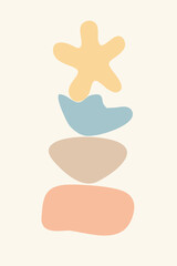 Soft Colored Minimalist Abstract Art. Graphic Pastel Shape. Nursery Wallpaper Interior Decoration. Yoga Zen Symbol Style for Sport Center Card Invitation. Contemporary Modern Fashion Print. 