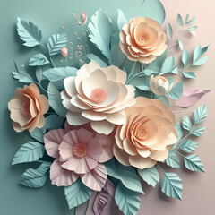 Flowers with leaves illustration 