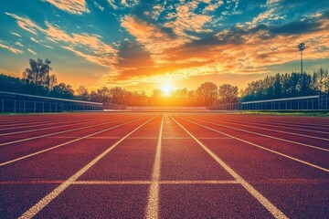 Track and Field Sunrise on the Running Lanes, Sports , Athletics