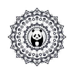 Fototapeta premium Mandala Panda nus vector on white background.01