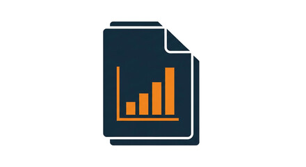 Obraz premium A stylized icon depicting a financial report or document with a rising bar graph, indicating growth and positive trends.
