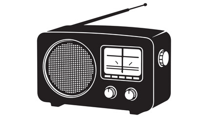 Vintage Radio Illustration, Black and White Vector Design