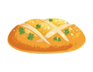 Savory Bread Loaf with Herbs and Seeds - Vector Illustration