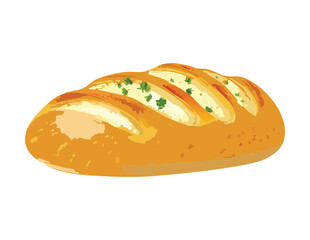 Delicious Herb Bread Loaf Garnished Freshly - Vector Illustration