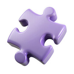 Obraz premium Single lavender purple puzzle piece isolated on transparent background