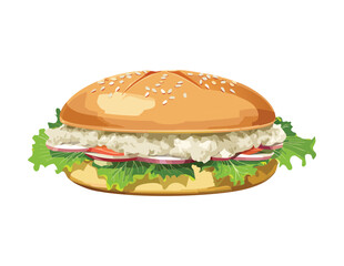 Simple and Delicious Meat Filled Bun - Vector Illustration