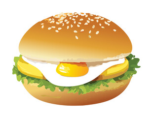 Classic Egg Sandwich with Cheese and Lettuce Vector Illustration