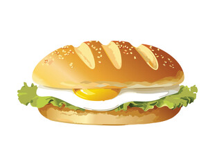Simple Egg Sandwich with Fresh Lettuce Vector Illustration