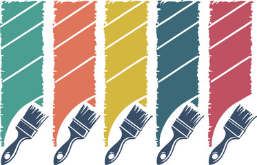 Colorful Paint Strokes with Paintbrushes - Perfect for Design Inspiration