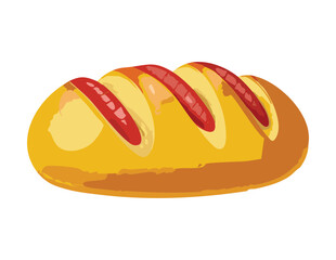 Golden Brown Artisan Bread with Traditional Cuts Vector Illustration