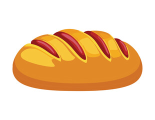 Rustic Baked Bread Loaf with Deep Cuts Vector Illustration