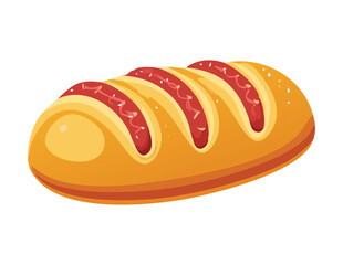 Classic Baked Bread Loaf with Scored Top Vector Illustration