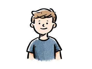 Child smiling in hand-drawn flat illustration style  