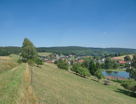 Village of Fl&ouml;rsbach in Fl&ouml;rsbachtal,Spessart region,Main-Kinzig-Kreis,Hesse,Germany