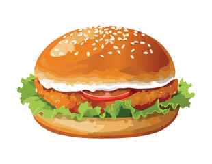 Vegan Eggplant Burger Patty - Vector Illustration