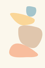 Soft Colored Minimalist Abstract Art. Graphic Pastel Shape. Nursery Wallpaper Interior Decoration. Yoga Zen Symbol Style for Sport Center Card Invitation. Contemporary Modern Fashion Print. 