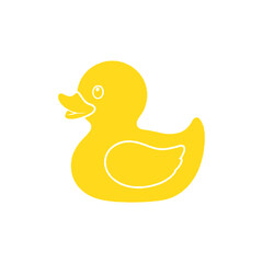 Yellow Rubber Duck Icon with a Smiling Face for Kids and Toy Design