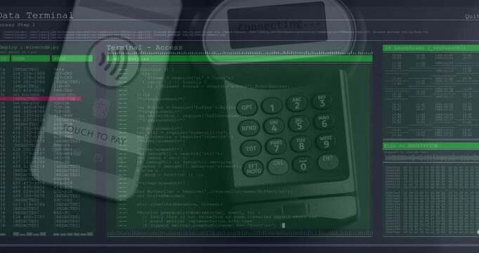 Contactless payment starting payment devices connecting while HUD showing code securing connection