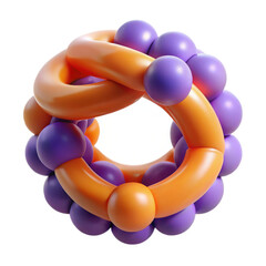 Abstract torus knot sphere design render art orange purple geometric shape isolated on white background