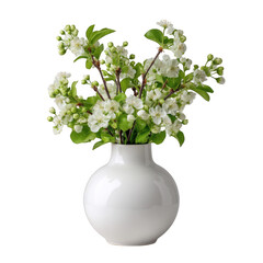 White flowers in vase isolated on transparent background