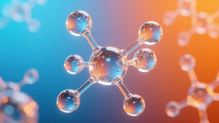 Molecular Structure with Spherical Nodes and Bonds Against a Gradient Background