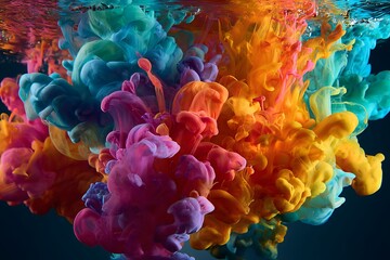 Obraz premium Vibrant colorful ink clouds swirling and mixing in water isolated on white background