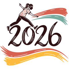 Woman jumping over year twenty six vector