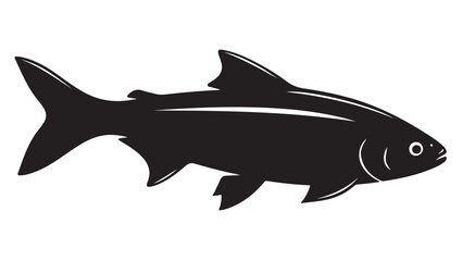 Black and white fish illustration, vector graphic design element
