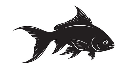 Black silhouette of a fish, vector illustration, aquatic animal design element