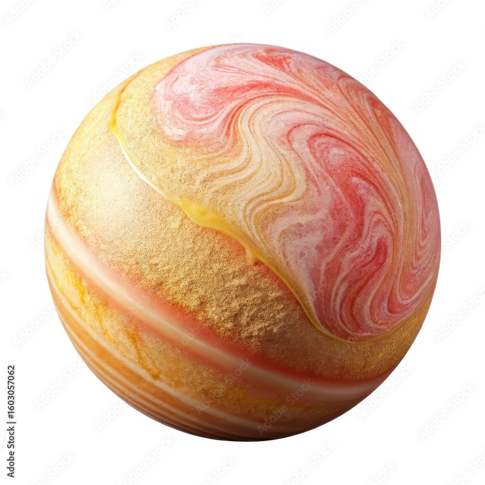 Fototapete abstract sphere with swirl patterns in yellow and pink for backgrounds and graphic design projects