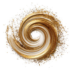 Golden swirl with glitter isolated on transparent background