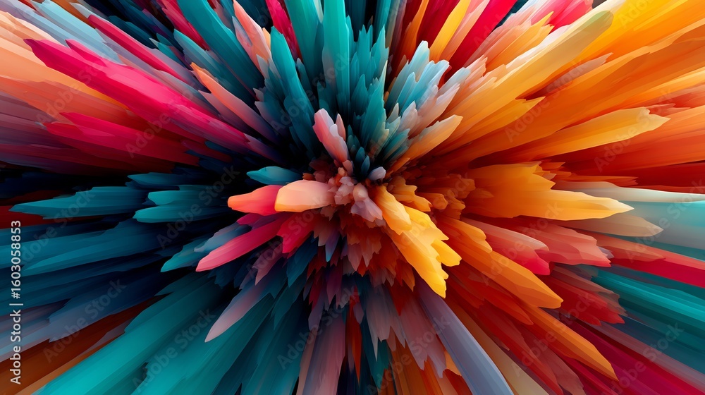 Poster explosive colorful abstract background with dynamic shapes and vibrant hues