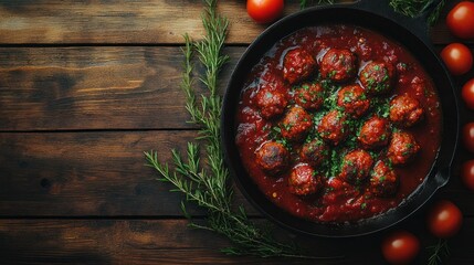 Meaty meatballs in rich tomato sauce
