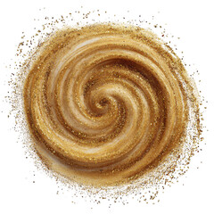 Golden glitter swirl isolated on transparent background