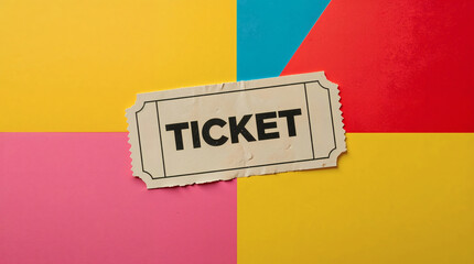 Obraz premium Torn movie ticket stub on colorful background 