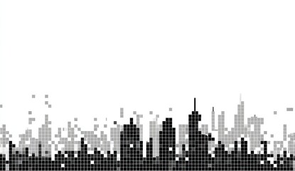 Fototapeta premium Pixelated cityscape silhouette