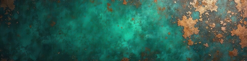 Obraz premium Oxidized copper accents teal concrete Deep green, heavily textured , color, industrial