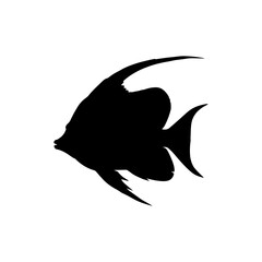 Bannerfish silhouette vector flat illustration design. 