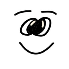 Cartoon face with smiling eyes and simple features  