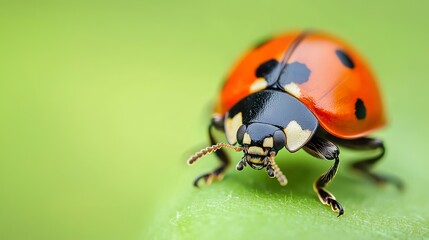 Naklejka premium Macro photography of a ladybug's delicate antennae, exploring a surface